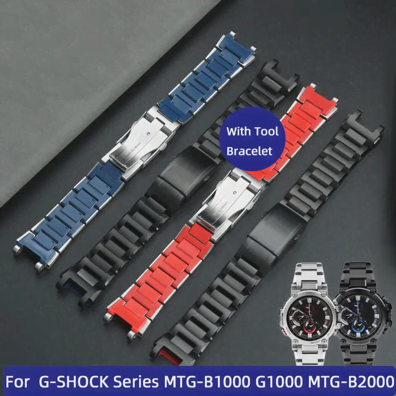 Накладка из цельной стали для casio MTG-B1000 G1000 MTG-B2000 Ремешок для часов, браслет из смолы, мужские сменные аксессуары для часов-0